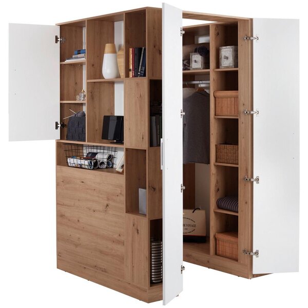 Modern Living Kotna Omara Box, Bela, Barva Hrasta
