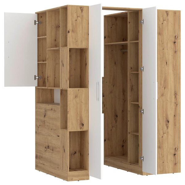 Modern Living Kotna Omara Box, Bela, Barva Hrasta