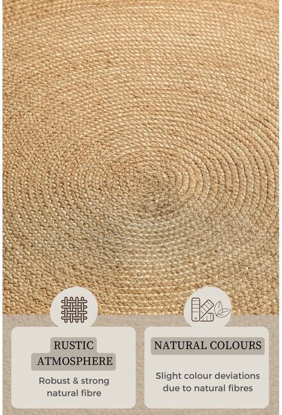 Obojestranska okrogla preproga iz jute v naravni barvi ø 100 cm Braided – Hanse Home