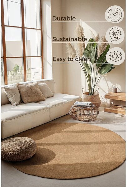 Obojestranska okrogla preproga iz jute v naravni barvi ø 100 cm Braided – Hanse Home