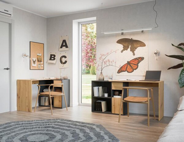 Modern Living Pisalna Miza Corner 2, Barva Hrasta, Antracit