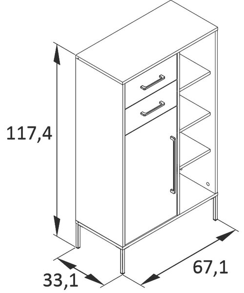 SREDNJE VISOKA OMARA 67,1/117,4/33,1 cm