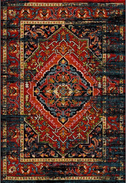 VINTAGE PREPROGA 120/170 cm tkano rdeča, črna