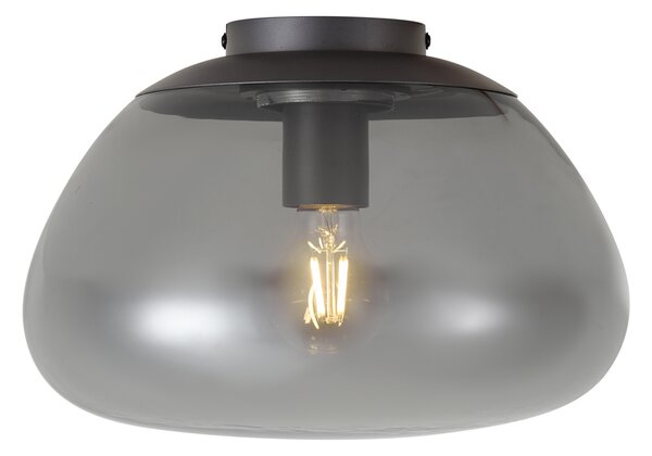 Dizajnerska stropna svetilka Gunmetal z dimljenim steklom - Giselle