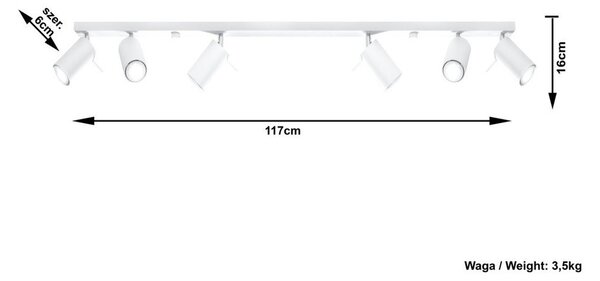 Bel stropni reflektor Sollux Etna 6L