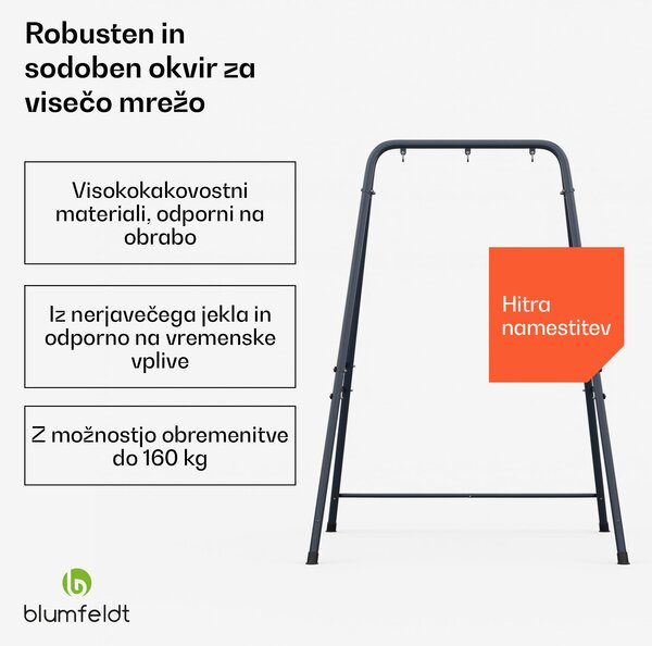 Blumfeldt SwayStation Balance okvir za visečo mrežo, odporen proti koroziji, odporen na vremenske vplive, za notranjo in zunanjo uporabo, do 160 kg