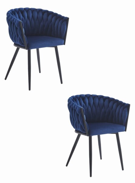 Žametni jedilni stol ORION VELVET s črnimi nogami, temno moder