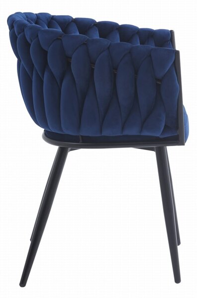 Žametni jedilni stol ORION VELVET s črnimi nogami, temno moder