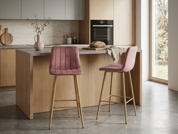 Barski stol POZZA VELVET, roza