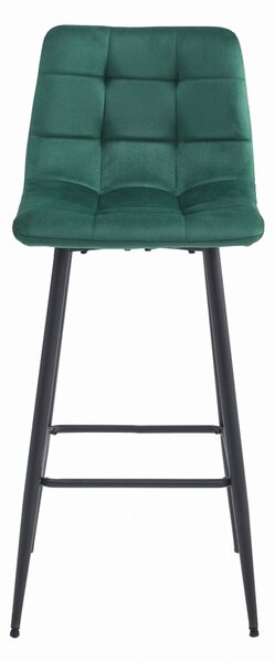 Barski stol ARCETO VELVET s črnimi nogami, temno zelena