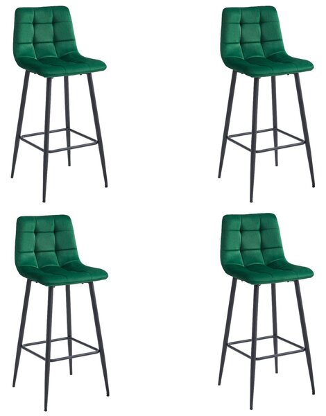 Barski stol ARCETO VELVET s črnimi nogami, temno zelena