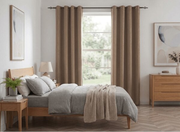 Zatemnitvena zavesa DUNES VELVET 140x250 cm, bež-rjava Za obesiti: Kovinski obročki