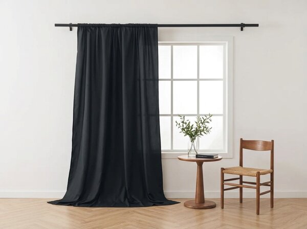 Zavesa OXFORD LIGHT 140x250 cm, črna Za obesiti: Trak za nabiranje