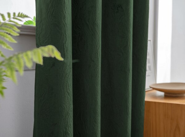 Zatemnitvena zavesa DUNES VELVET 140x250 cm, temno zelena Za obesiti: Kovinski obročki