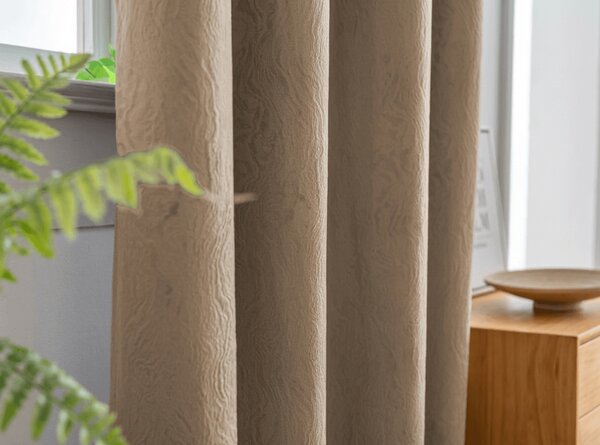 Zatemnitvena zavesa DUNES VELVET 140x250 cm, bež-rjava Za obesiti: Kovinski obročki