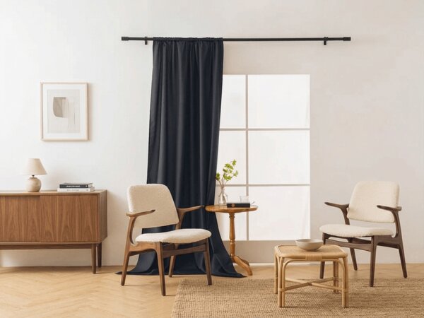 Zavesa OXFORD LIGHT 140x250 cm, črna Za obesiti: Trak za nabiranje