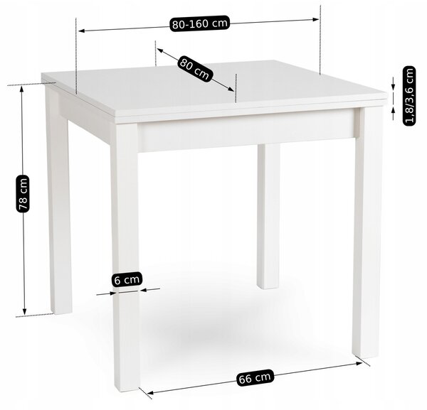 JAKS Zložljiva miza 80 - 160 cm Max bela 2/2