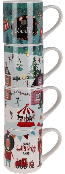 4-delni komplet vrčev Winter, 265 ml, porcelan