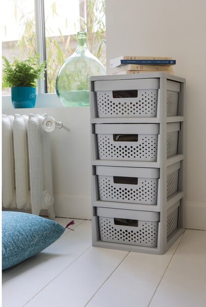 Siv plastičen regal na koleščkih 29,5x65,5 cm Infinity – Curver