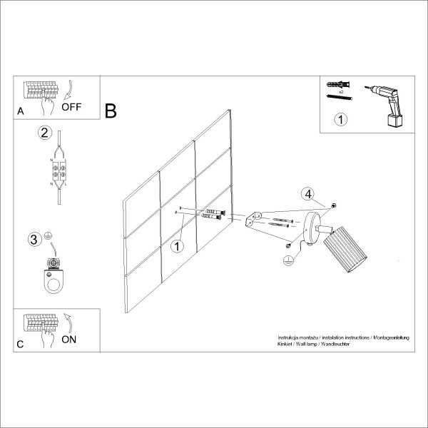 Sollux SL.1541 - Stenski reflektor KARBON 1xGU10/10W/230V bela