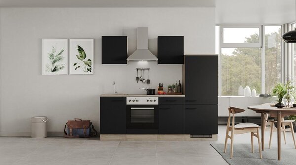FlexWell Kuhinjski Blok Capri, Črna, Hrast