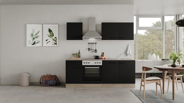 FlexWell Kuhinjski Blok Capri, Črna, Hrast