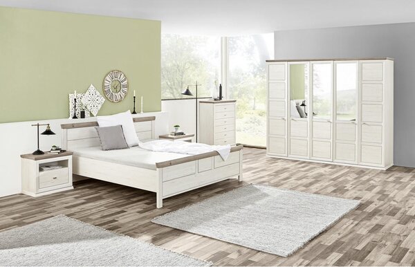 POSTELJA 180 cm x 200 cm , leseni material siva, bela