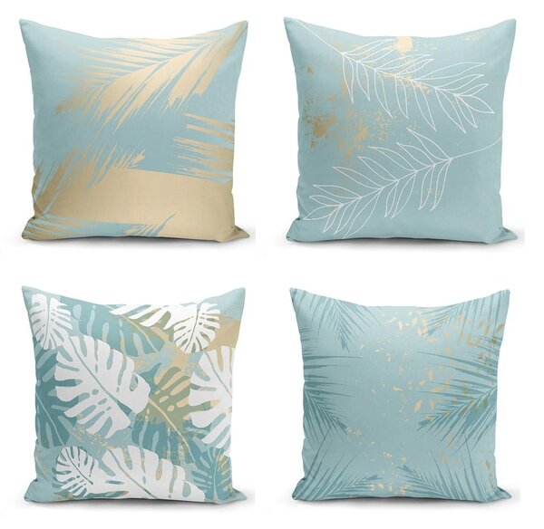 Komplet 4 prevlek za okrasne blazine Minimalist Cushion Covers Lagoon, 55 x 55 cm