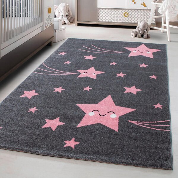OTROŠKA PREPROGA Kids 120/170 cm tkano siva, pink