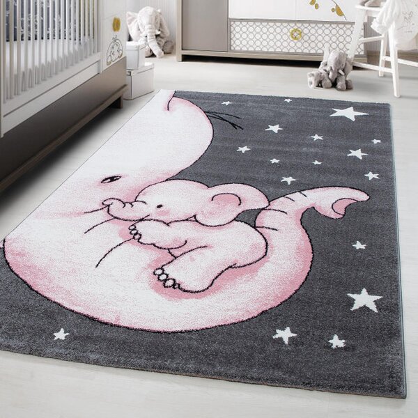 OTROŠKA PREPROGA Kids 560 120/170 cm tkano siva, bela, pink