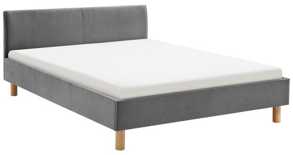 OBLAZINJENA POSTELJA 120 cm x 200 cm , tekstil svetlo siva