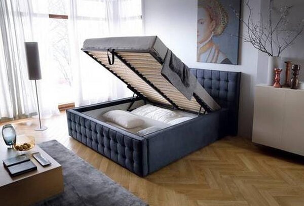 Premium Living Oblazinjena Postelja New Skimo, Temno Siva, 180x200