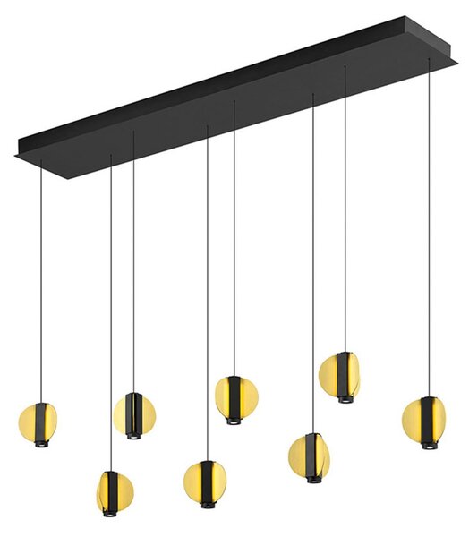 HELL LED-visoka svetilka Iris, črna/zlata, dolžina 180 cm, kovinska, 8-žarčna, zatemnjen, Črna, Dnevna soba / jedilnica, Kovina