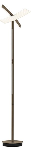 HELL LED-stoječa svetilka Twice, eloksirana v bronasti barvi, višina 185 cm, kovina, zatemnjen, Bronasta / starinska medenina, Dnevna soba / jedilnica, Kovina, Sodobni