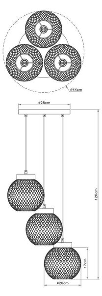VISEČA SVETILKA 44/120 cm E27