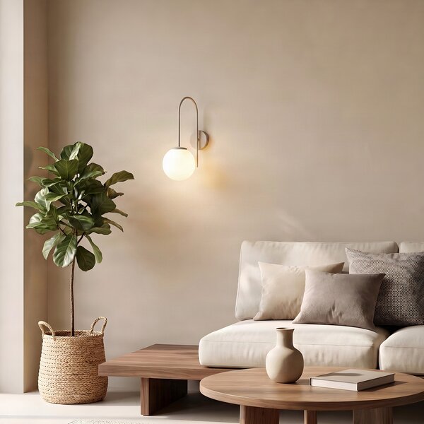 Luminex Stenna svetilka Cambridge, bež, višina 34 cm, kovina/steklo, E14, zatemnjen, Bež, Dnevna soba / jedilnica, Kovina, Sodobni, Globus