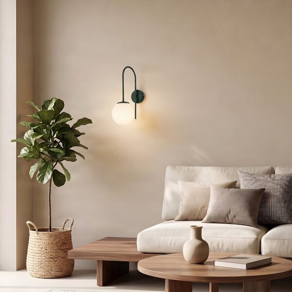 Luminex Stenna svetilka Cambridge, temno zelena, višina 34 cm, kovina/steklo E14, zatemnjen, Zelena, Dnevna soba / jedilnica, Kovina, Sodobni, Globus