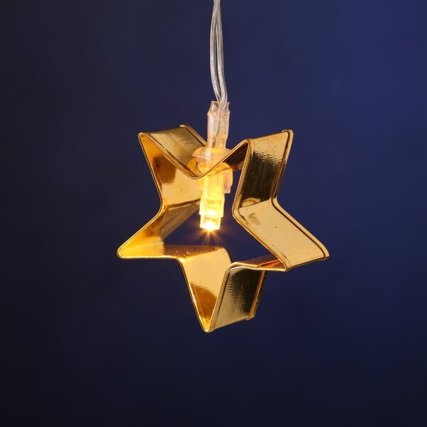 LED svetlobna veriga GOLD STARS 140 cm, bakrena