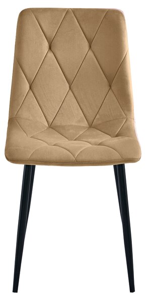 Rjav žametni jedilni stol LIBRA s črnimi nogami