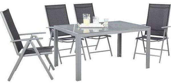 ZLOŽLJIV VRTNI SEDEŽ aluminij črna, srebrne barve, bela
