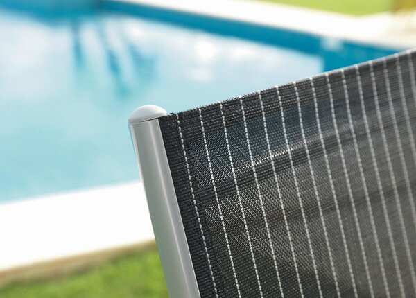 ZLOŽLJIV VRTNI SEDEŽ aluminij črna, srebrne barve, bela
