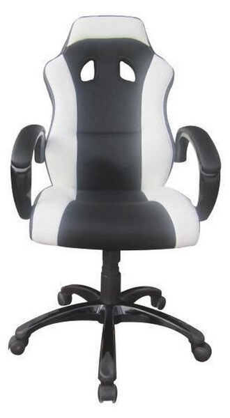 GAMING STOL kovina, umetna masa, tekstil črna, bela