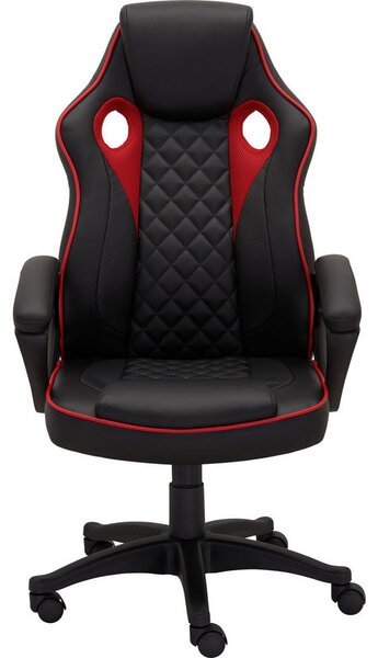 GAMING STOL kovina, umetna masa, tekstil rdeča, črna