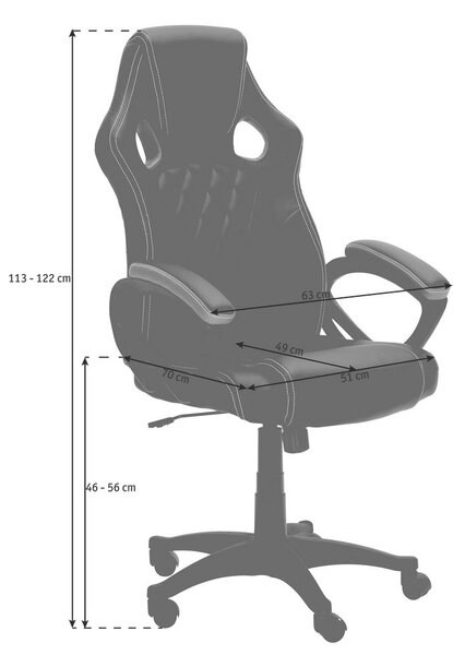 GAMING STOL umetna masa, tekstil črna