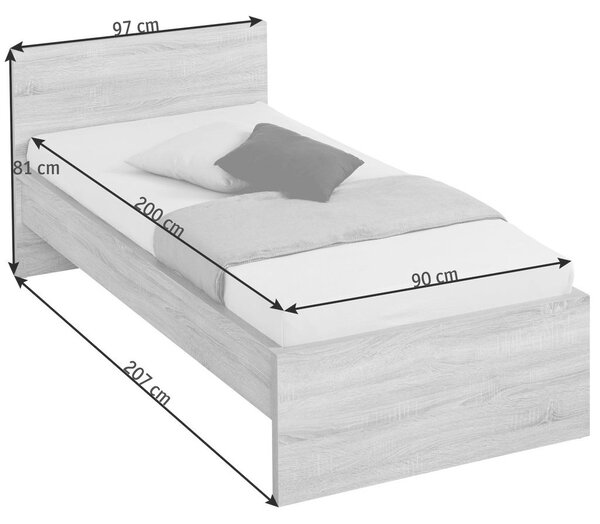 POSTELJA 90 cm x 200 cm , leseni material bela