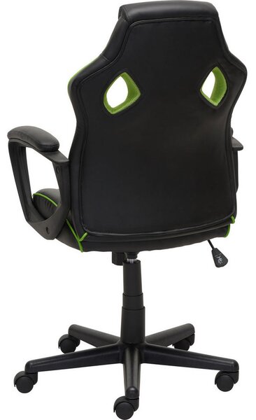GAMING STOL kovina, umetna masa, tekstil siva, zelena, črna