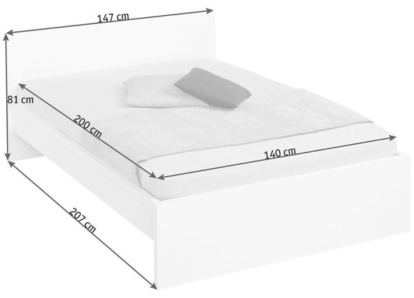 POSTELJA 140 cm x 200 cm , leseni material bela