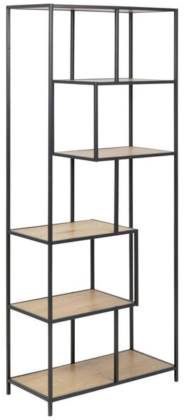 REGAL 77/185/35 cm črna, barve hrasta