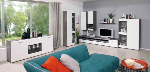 TV-ELEMENT bela, barve hrasta