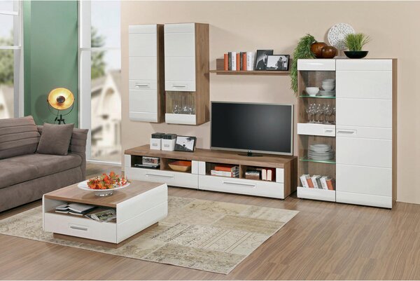 TV-ELEMENT bela, barve hrasta